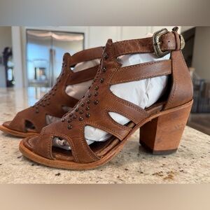 LIBERTY BLACK Brown Leather Studded Women's Sandal Boots